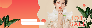 橘色女装焕新海报banner背景