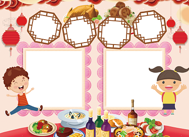 春节饮食文化小报背景