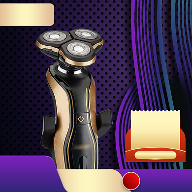 紫色金色科技感电动剃须刀直通车背景