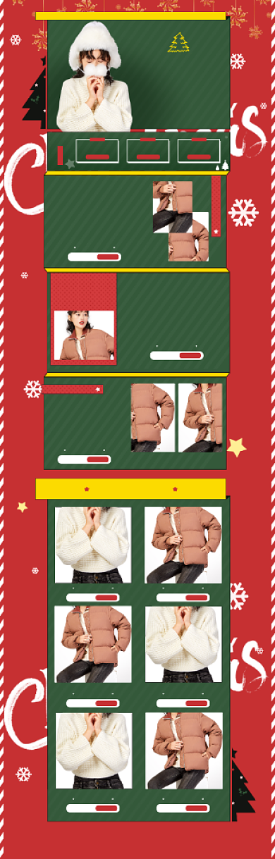 卡通风格圣诞节新款女装促销电商首页背景