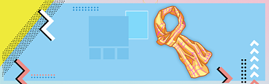蓝色卡通风格服饰潮流围巾新品banner背景