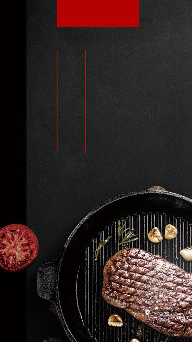 深色高端食材牛排餐饮美食海报背景
