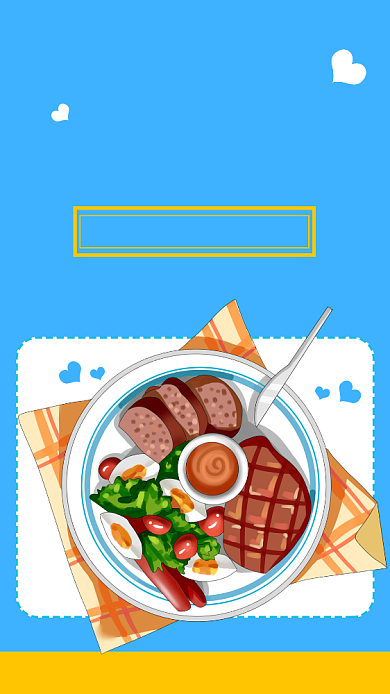 蓝色扁平西餐美食节活动宣传手机海报背景