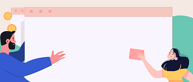 浅色卡通男人女孩信封重要通知公众号首图背景