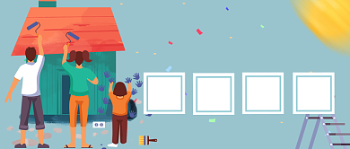 天蓝温馨旧房翻新爱家行动公众号首图背景