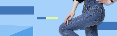 蓝色服装裤子牛仔裤促销banner背景