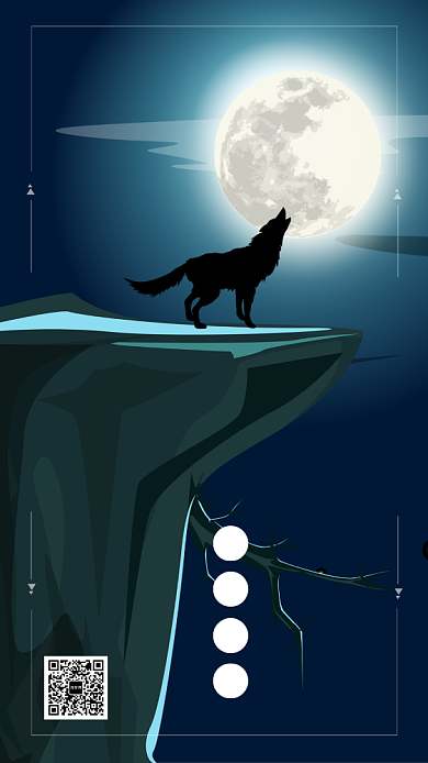 深蓝色手绘画风狼性精神企业文化海报背景