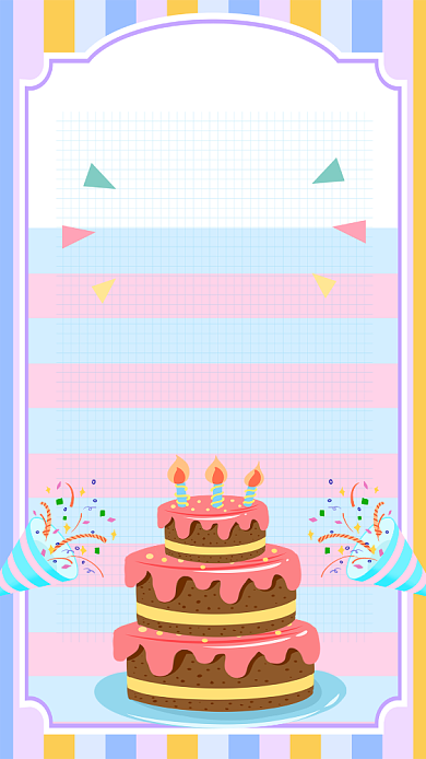 红蓝卡通生日贺卡手机海报背景