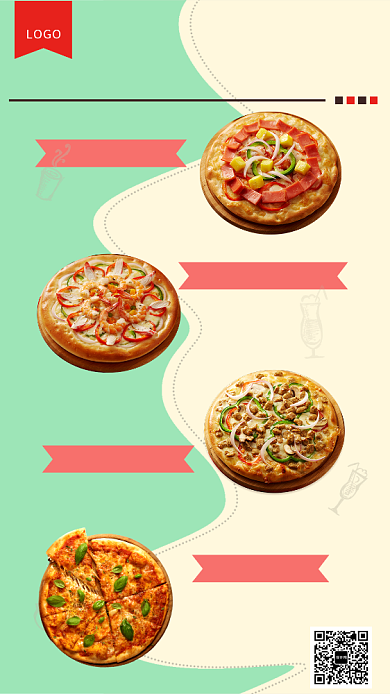 清新简约美食西餐披萨类目手机海报背景