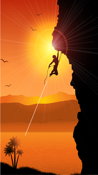 清新简约创意攀岩运动手机海报背景