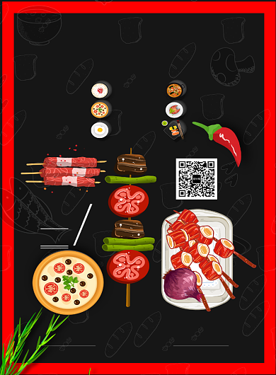 创意美食BBQ烧烤海报背景