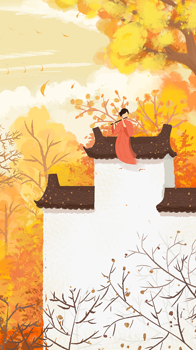 立秋创意中国风手机海报背景