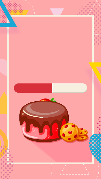 粉色卡通蛋糕促销手机海报背景
