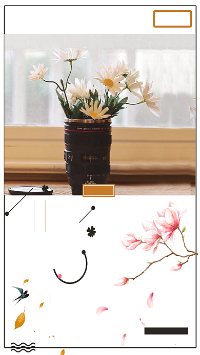 四月你好鲜花鸟花瓣清新唯美卡通手机海报背景