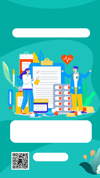 浅蓝色扁平风健康知识小课堂招生手机海报背景