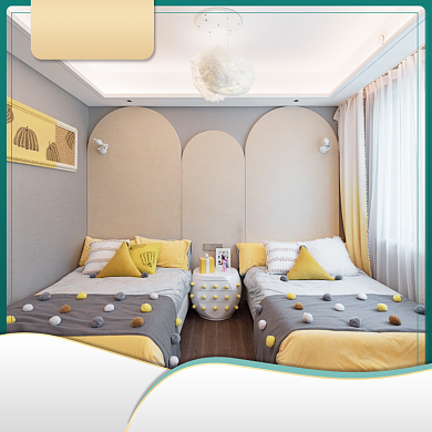 绿色黄色床上用品双十二满减直通车背景