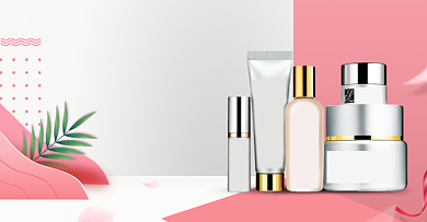 清新年货节化妆品促销包邮海报背景