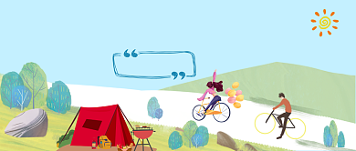 浅蓝色小清新文艺户外二月你好郊游微信公众号素材图片背景