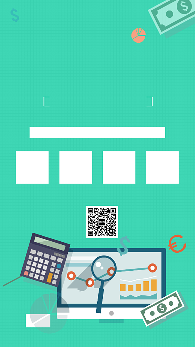 浅绿色插画会计培训手机海报背景