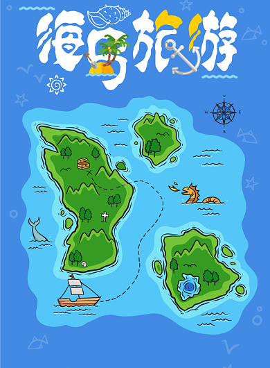 海岛旅游海报背景