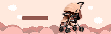 红色母婴婴儿车促销banner背景