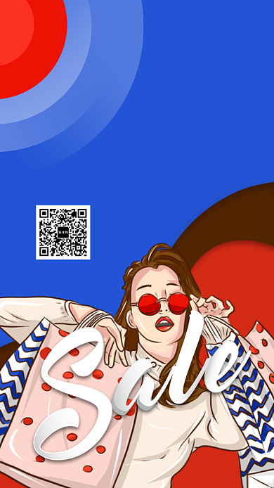 蓝色波普风双十二疯狂抢购手机海报背景