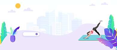 热爱运动瑜伽蓝白色卡通新媒体配图背景