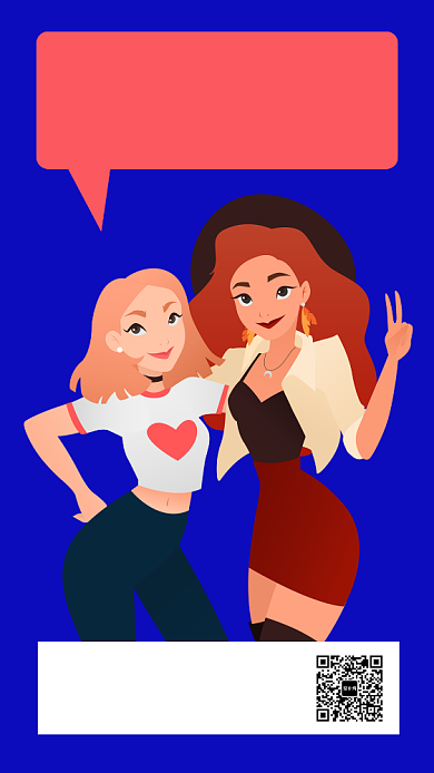 蓝色扁平插画双十一女装秒杀手机海报背景