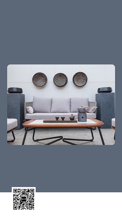 灰色新中式室内装修手机海报背景