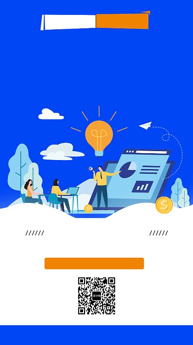 蓝色卡通人物理财投资手机海报背景