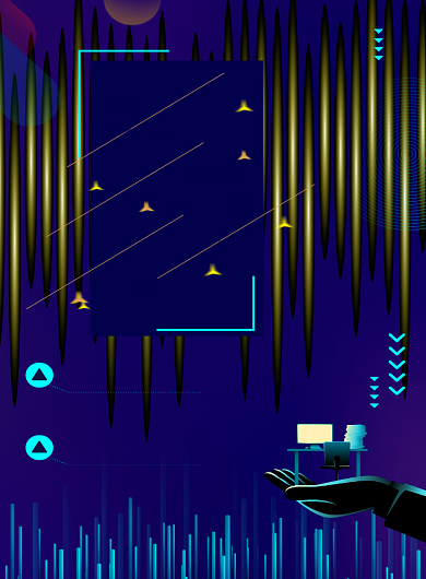 深蓝色炫彩风招募令海报背景