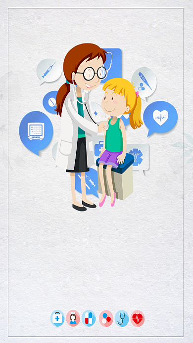 手绘健康定期检查简约手机海报背景