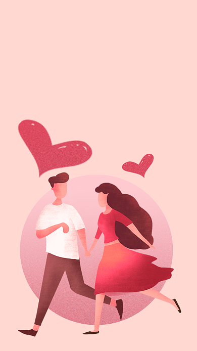 插画风甜蜜七夕情人节手机海报背景