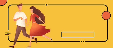 七夕情人节遇见情侣卡通黄色公众号首图背景