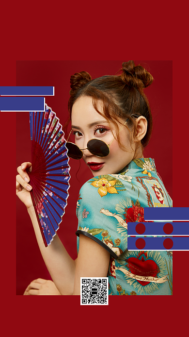 国潮服饰店铺海报背景