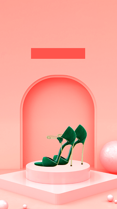 高端粉色电商女鞋促销手机海报背景