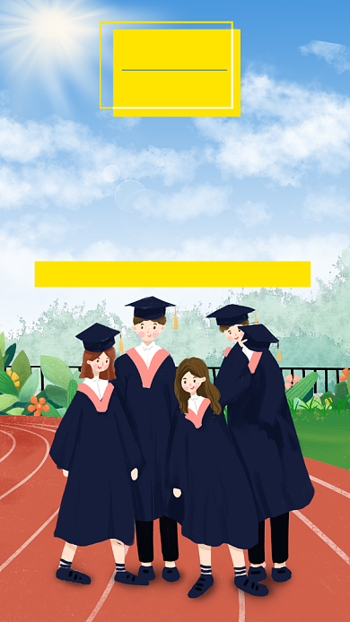 创意卡通学生毕业季海报背景