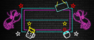 霓虹风格麻辣小龙虾探店指南公众号首图背景