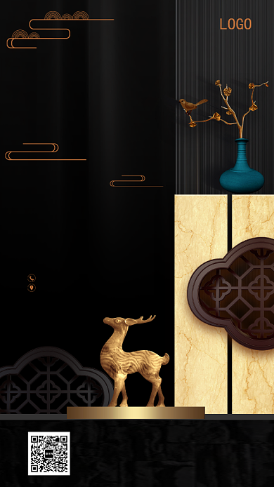 高端中国风房地产海报背景