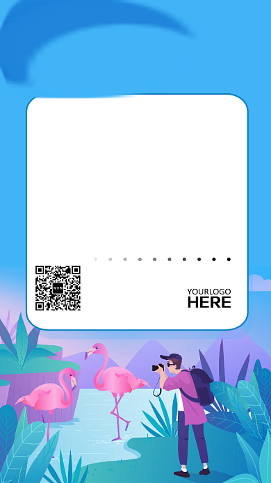 蓝色火烈鸟简约通知海报背景