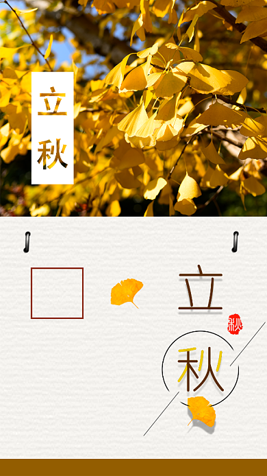 立秋节气简约日历海报背景