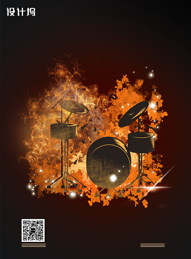 黑色架子鼓乐器培训机构印刷海报背景
