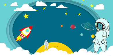 创意卡通人类月球日展板背景