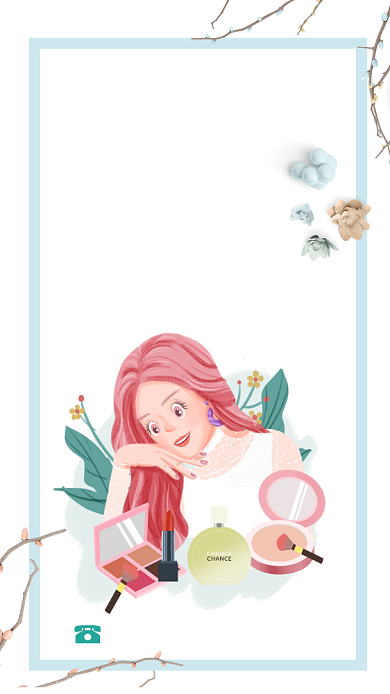 淡蓝色夏季美妆促销手机海报背景