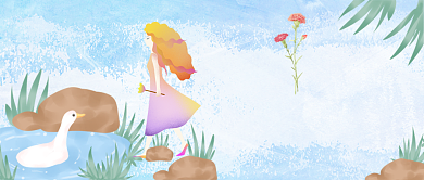 你好八月8月插画公众号首图背景