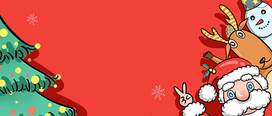 红色圣诞卡通活动公众号首图背景