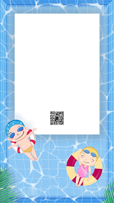蓝色小清新游泳夏季夏天游泳馆手机海报背景
