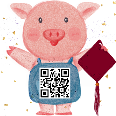 水彩手绘卡通新年小猪二维码背景