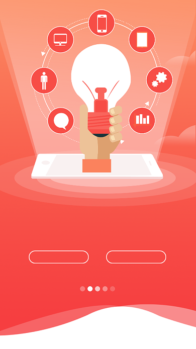 红色扁平插画风创新金融理财海报背景