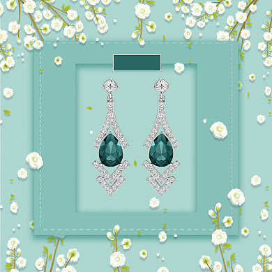 绿色时尚新潮耳环首饰淘宝直通车图片背景